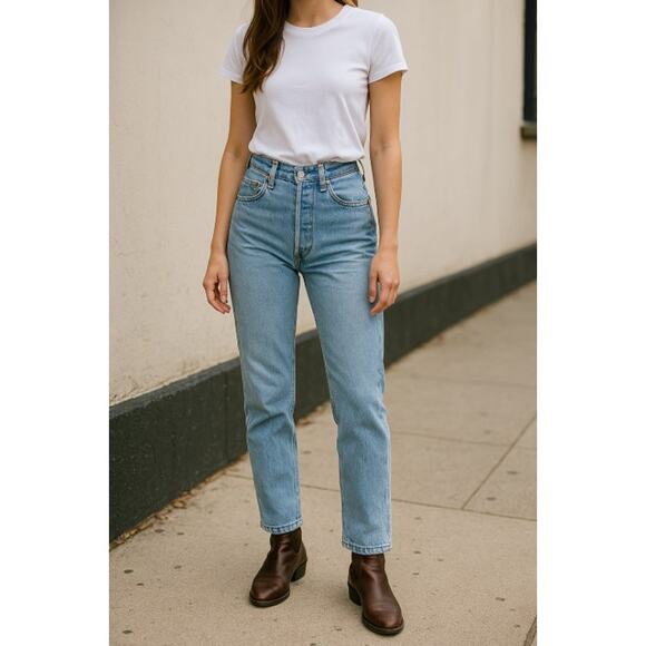 Vintage 1995 Levi’s 501 Jeans Women’s 27x32 USA Made High Waist Button Fly - Picture 1 of 6